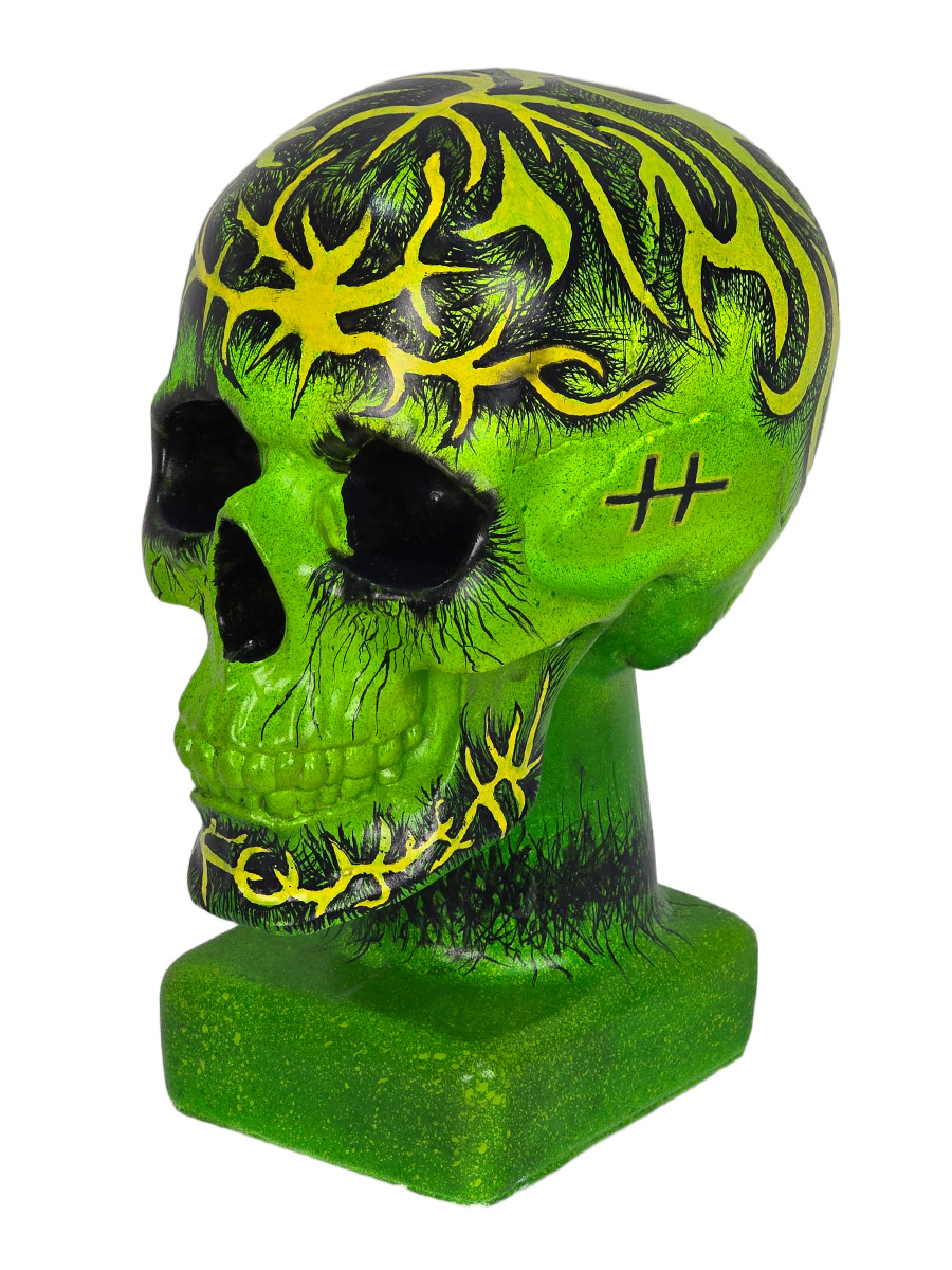 Череп Декоративный Зеленый - фото 2 - rockbunker.ru