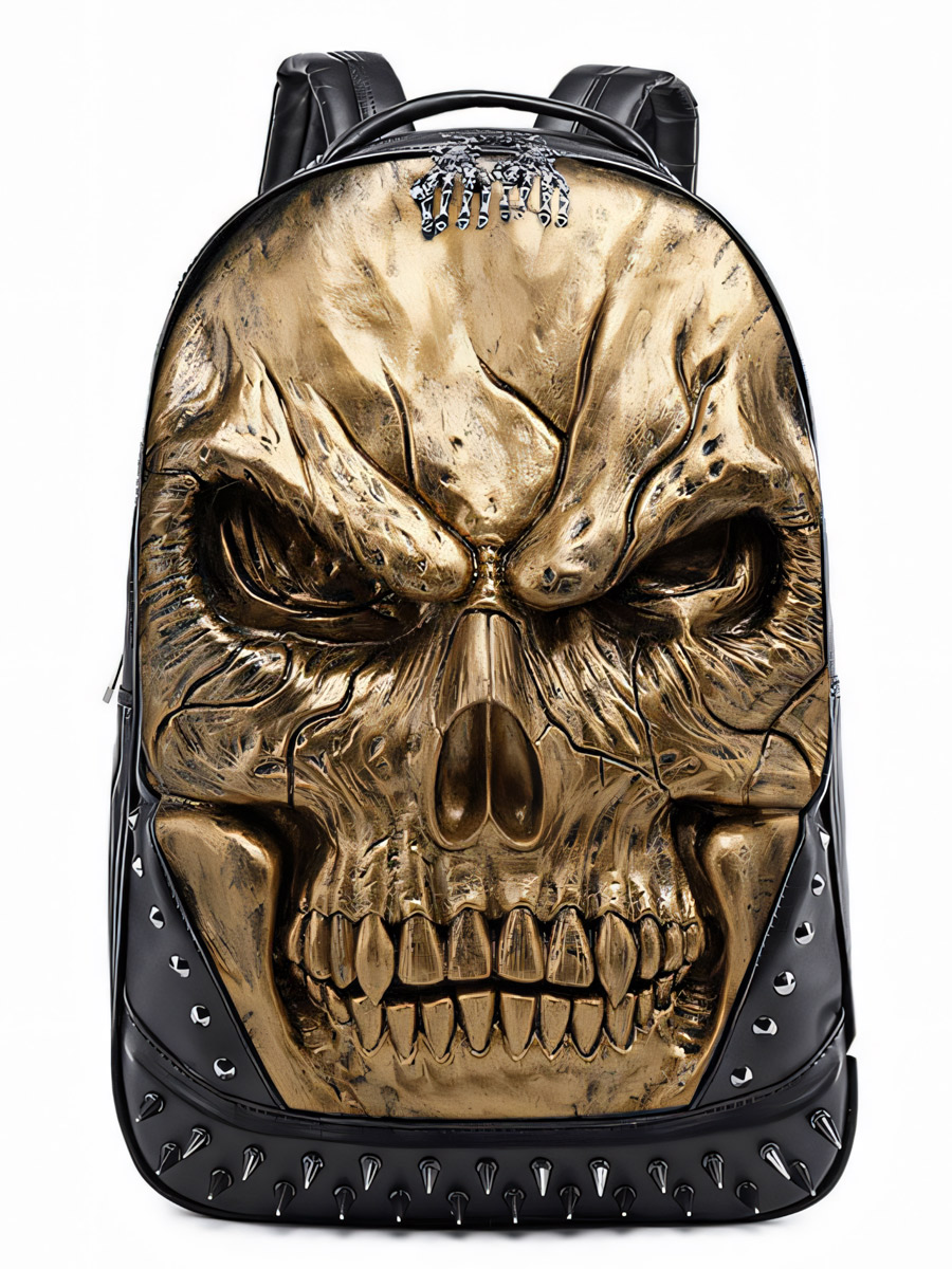 Рюкзак 3D Череп большой золотистый - фото 1 - rockbunker.ru