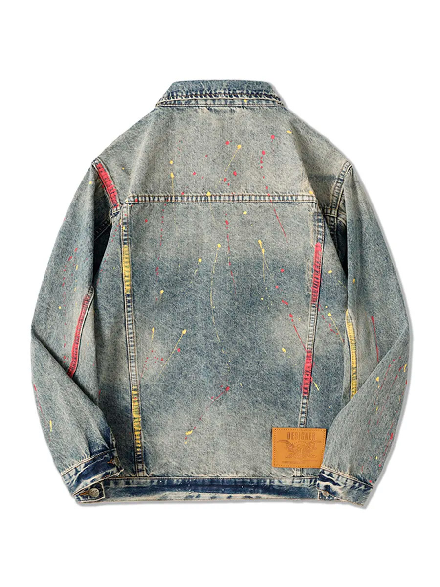 Куртка Джинсовая "Пятна Краски" - фото 2 - rockbunker.ru