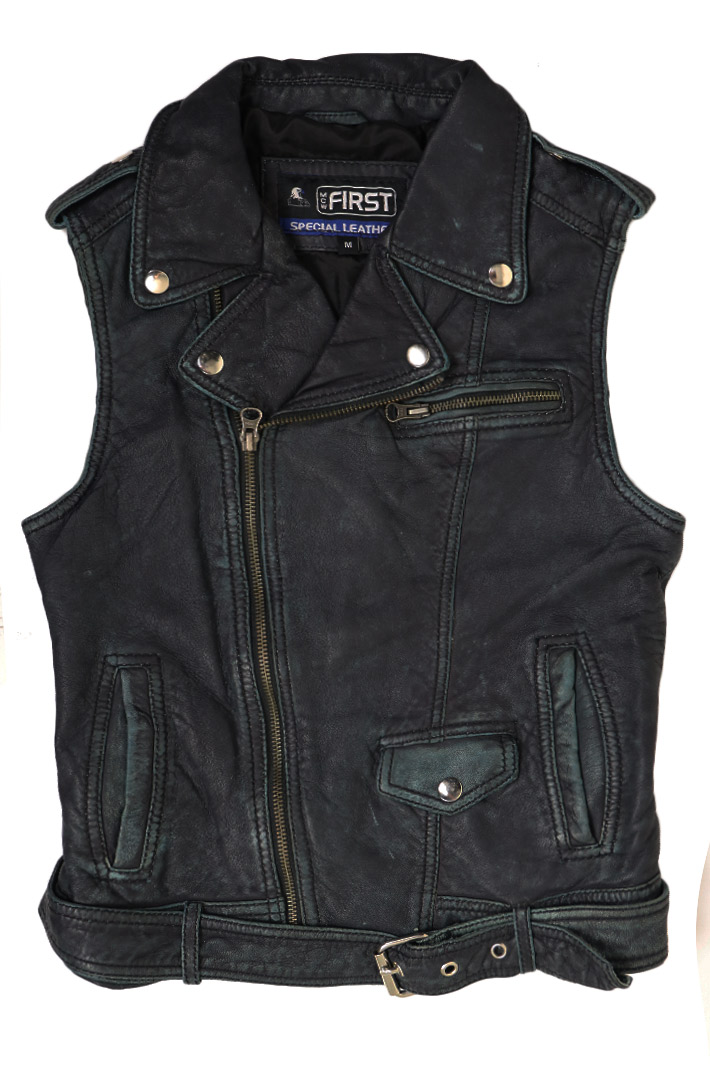 Жилет кожаный женский First V-602 BRF - фото 1 - rockbunker.ru