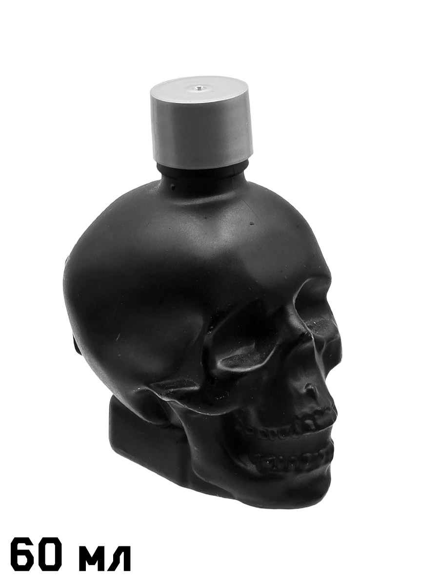 Флакон череп черный с крышкой 60 мл - фото 1 - rockbunker.ru