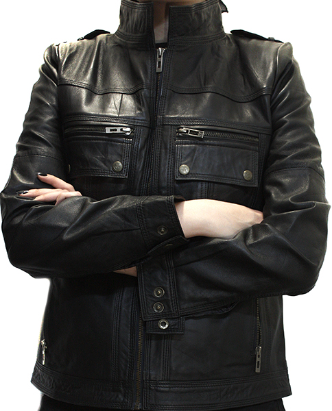 Куртка кожаная женская с нагрудными карманами - фото 1 - rockbunker.ru