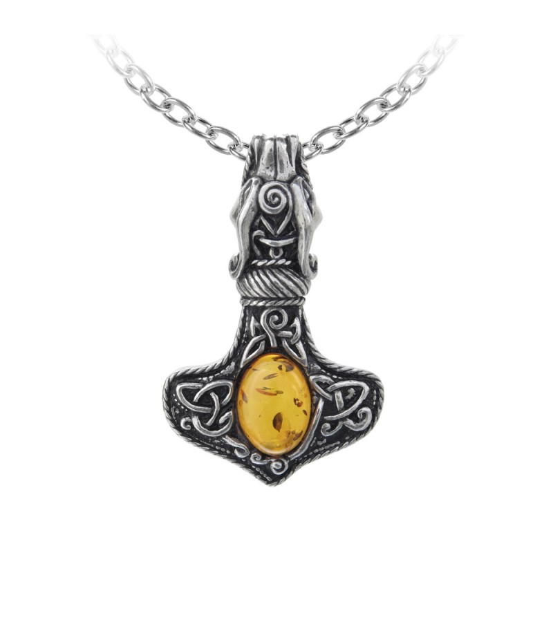 Кулон Alchemy Gothic P728 Amber Dragon Thorhammer - фото 1 - rockbunker.ru