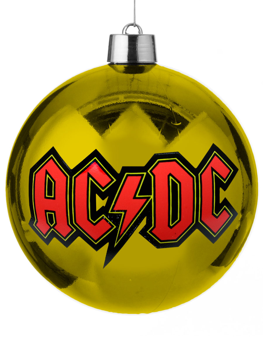 Елочный шар RockMerch AC DC желтый - фото 1 - rockbunker.ru