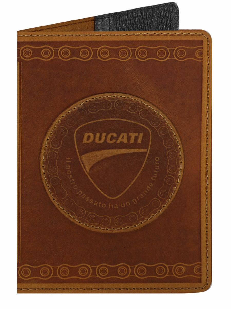 Обложка на паспорт Ducati рыжая - фото 1 - rockbunker.ru