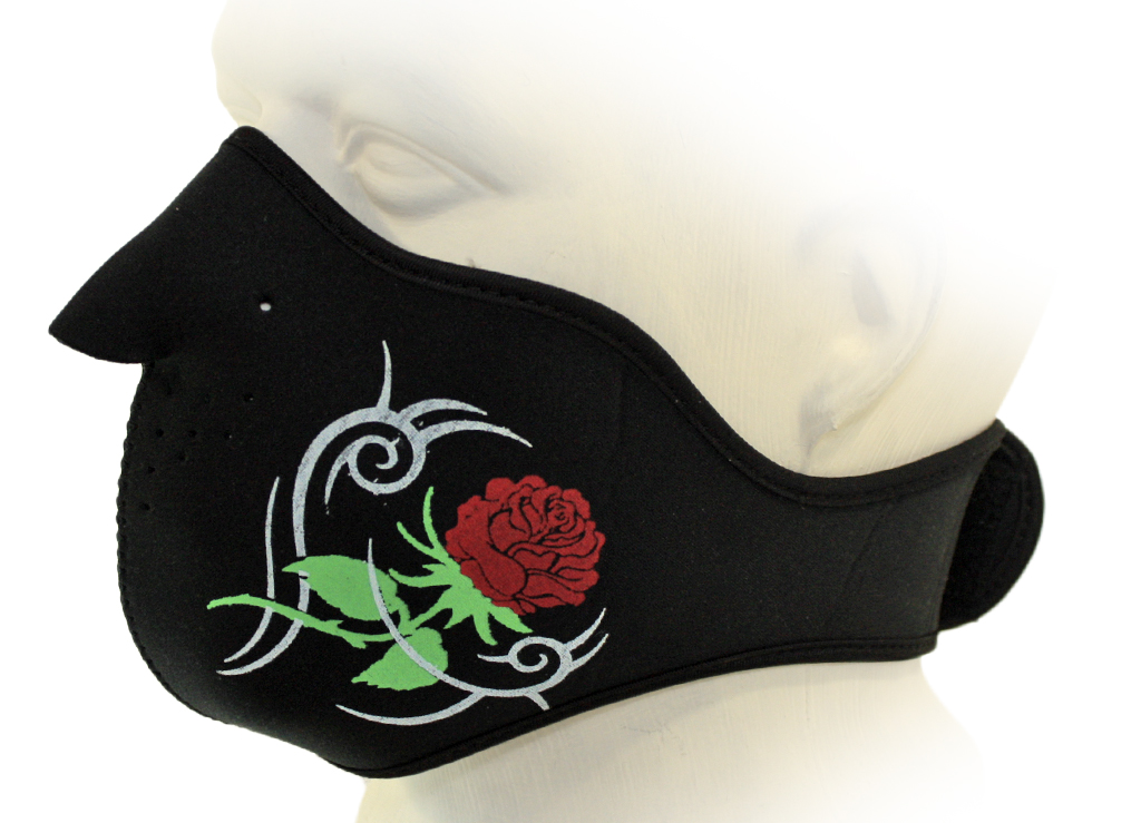 Байкерская маска роза с узором - фото 3 - rockbunker.ru