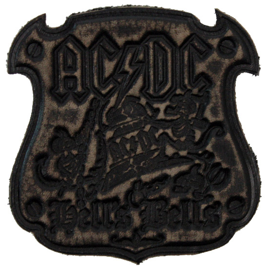 Нашивка кожаная AC DC Hells Bells чёрная - фото 4 - rockbunker.ru
