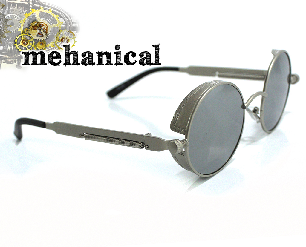 Очки солнцезащитные круглые Mechanical зеркальные с шорами - фото 2 - rockbunker.ru