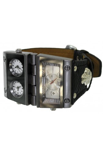 Часы наручные Swiss с чёрным кожаным браслетом  - фото 2 - rockbunker.ru