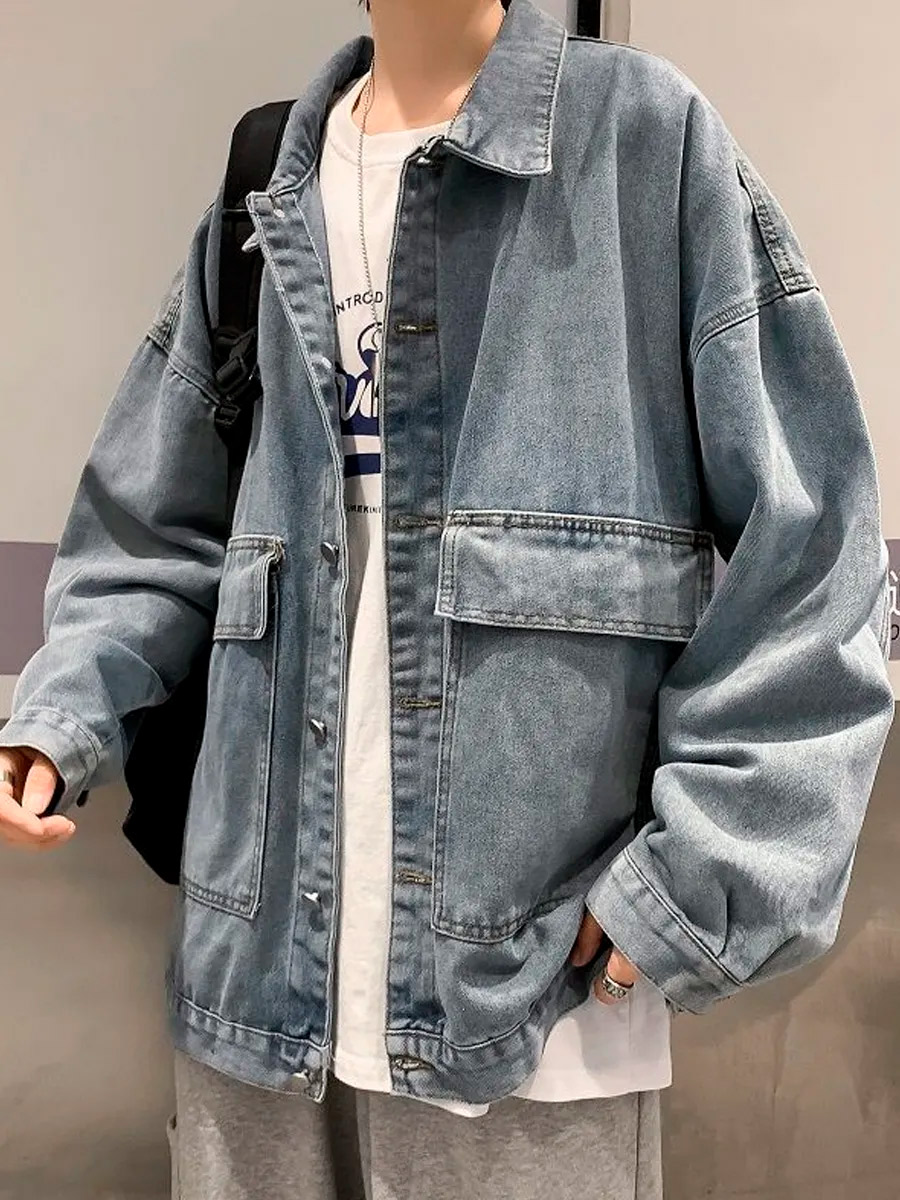 Куртка Джинсовая с Карманами Синяя - фото 2 - rockbunker.ru