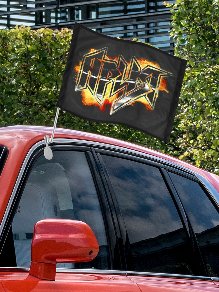 Флаг автомобильный Ария Лого в огне - фото 3 - rockbunker.ru