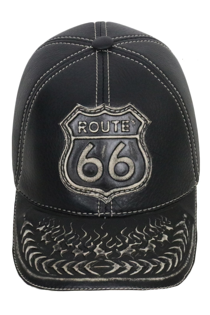 Бейсболка Route 66 кожаная c ушами - фото 3 - rockbunker.ru