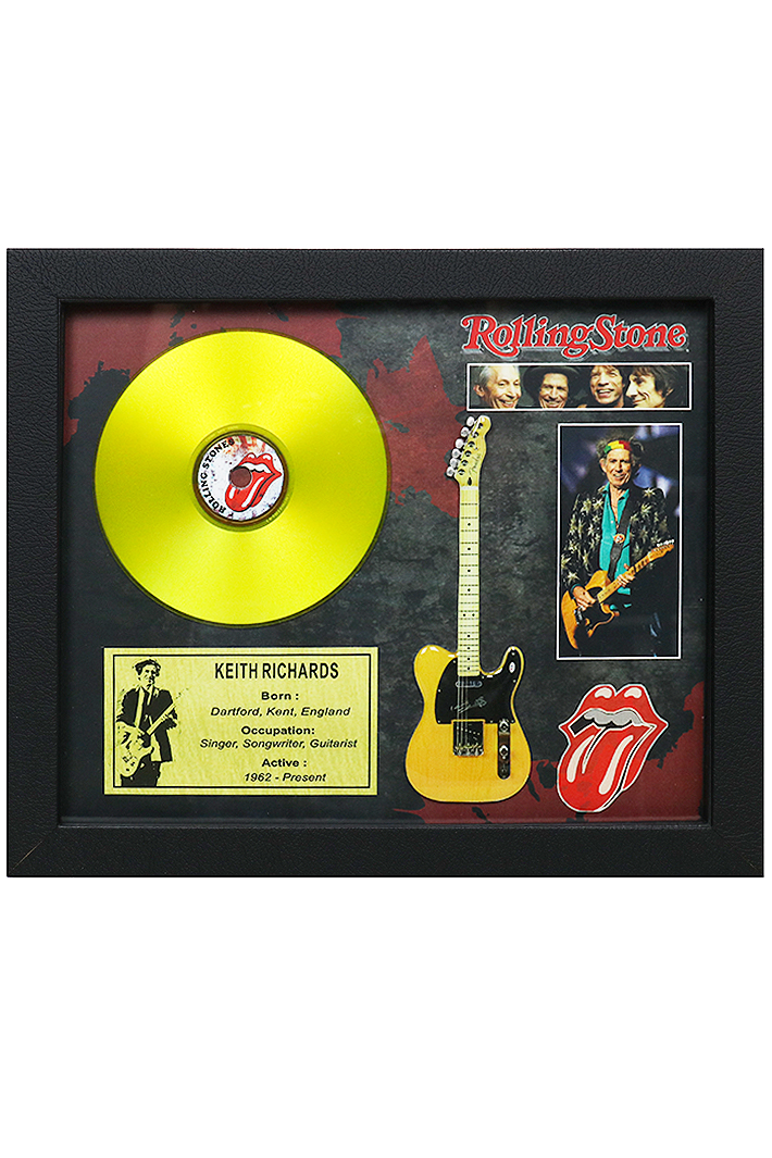 Сувенирный набор золотой диск The Rolling Stones Keith Richards - фото 1 - rockbunker.ru