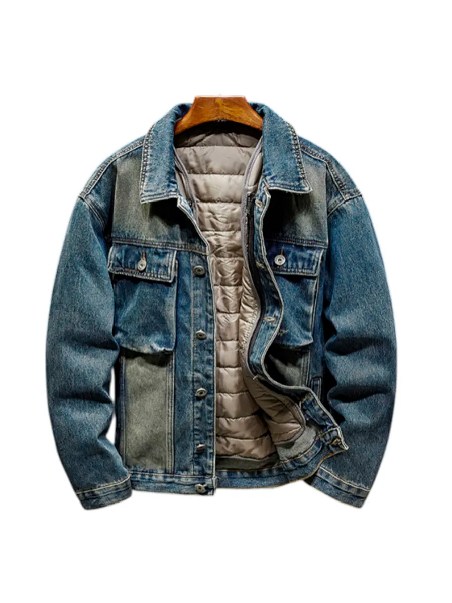 Куртка Джинсовая с Подстежкой Синяя - фото 1 - rockbunker.ru