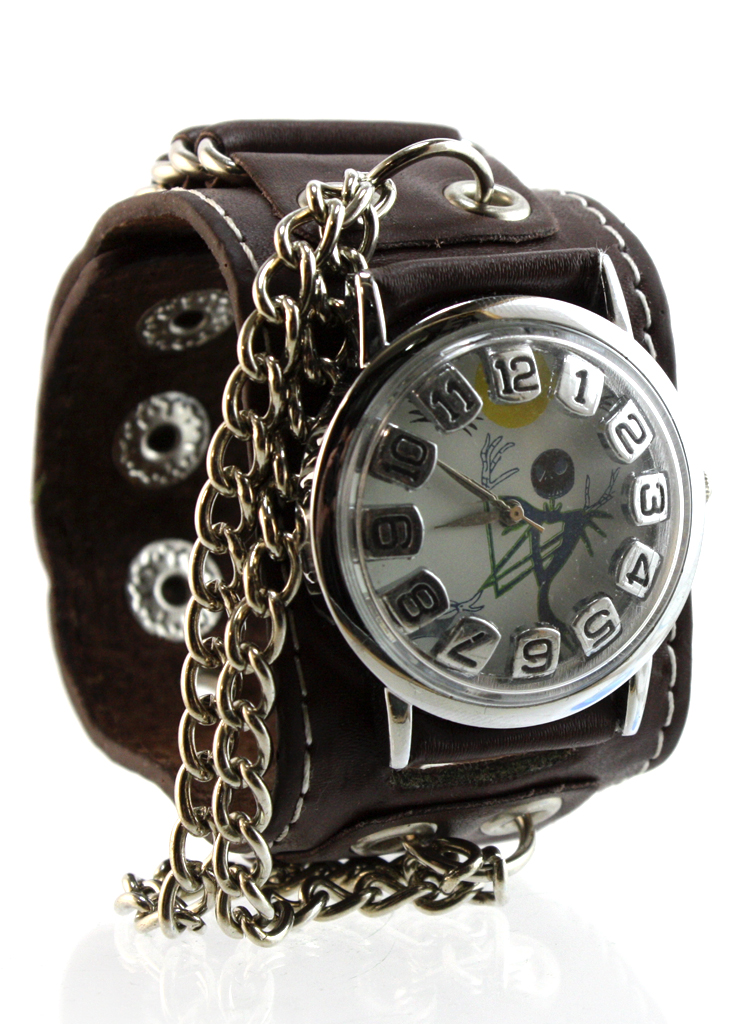 Часы наручные Джек с цепочкой на кольцах коричневые - фото 1 - rockbunker.ru