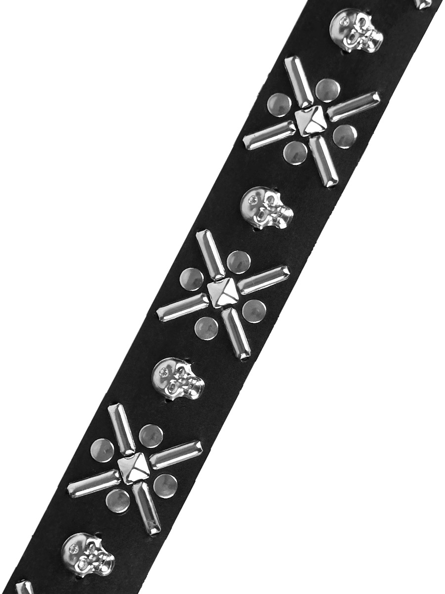 Ремень кожаный  Черепа Узор - фото 2 - rockbunker.ru