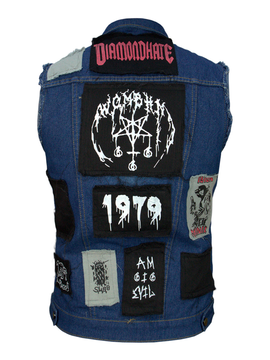 Жилет Джинсовый Синий с Нашивками - фото 2 - rockbunker.ru