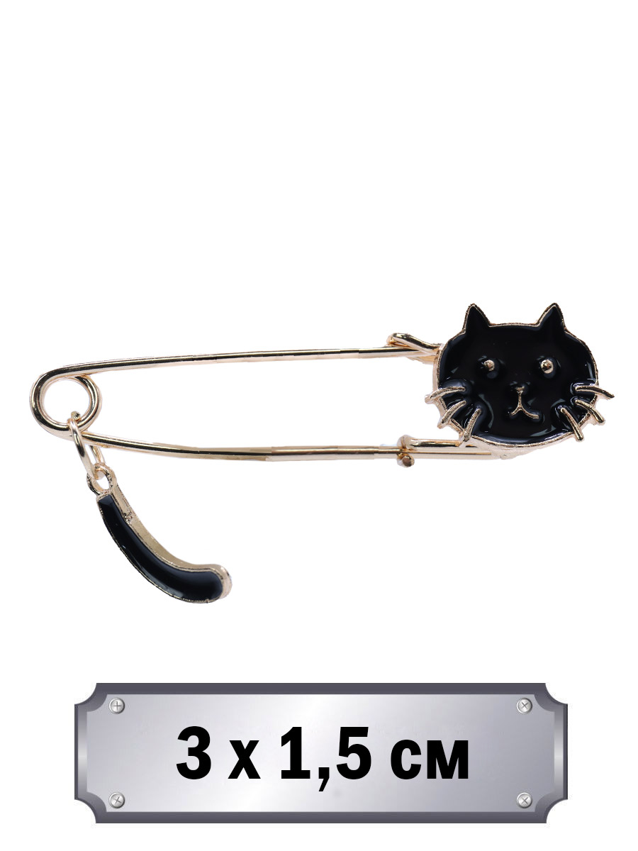 Значок Булавка Кот Черный - фото 1 - rockbunker.ru