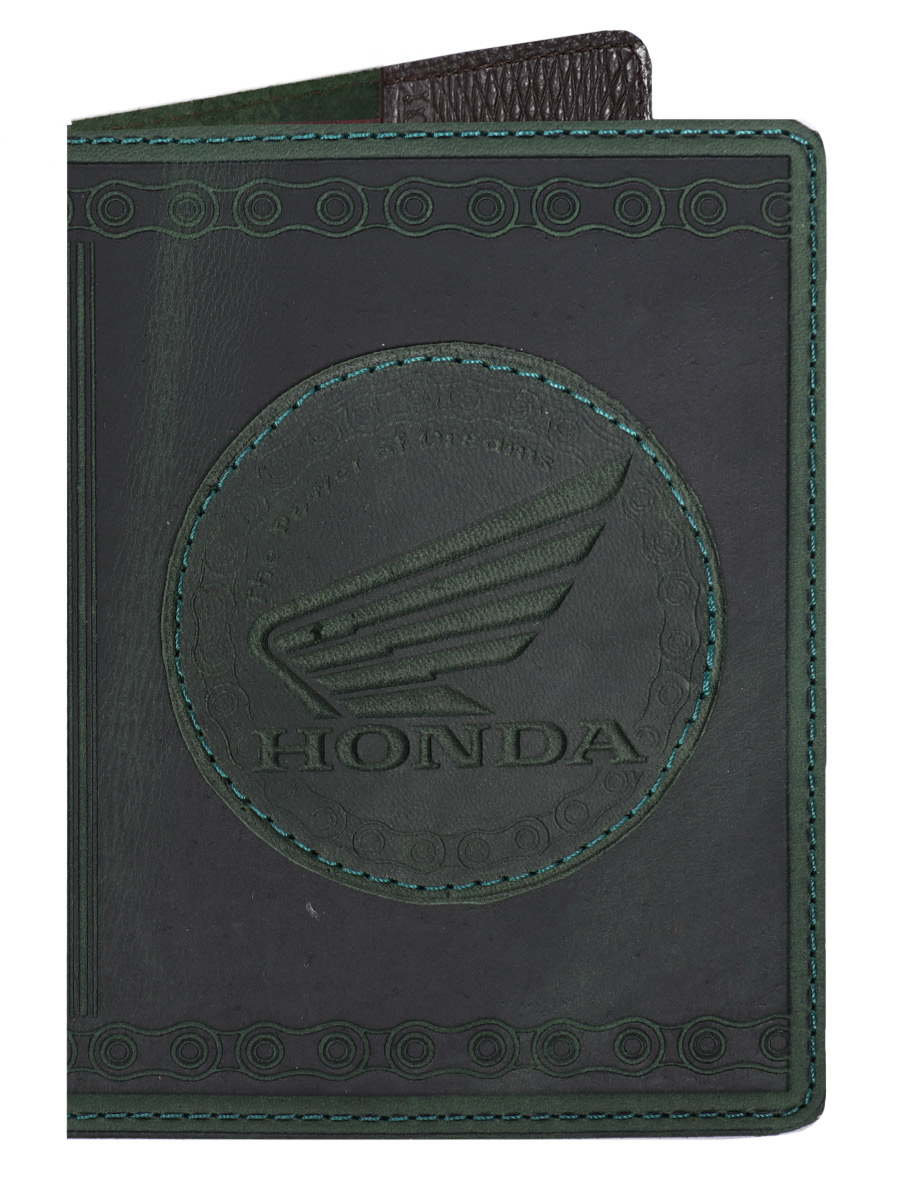 Обложка на паспорт Honda зеленая - фото 1 - rockbunker.ru