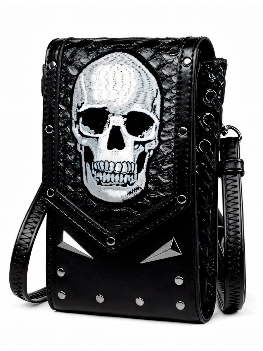 Подсумок Стимпанк Череп в Очках - фото 1 - rockbunker.ru
