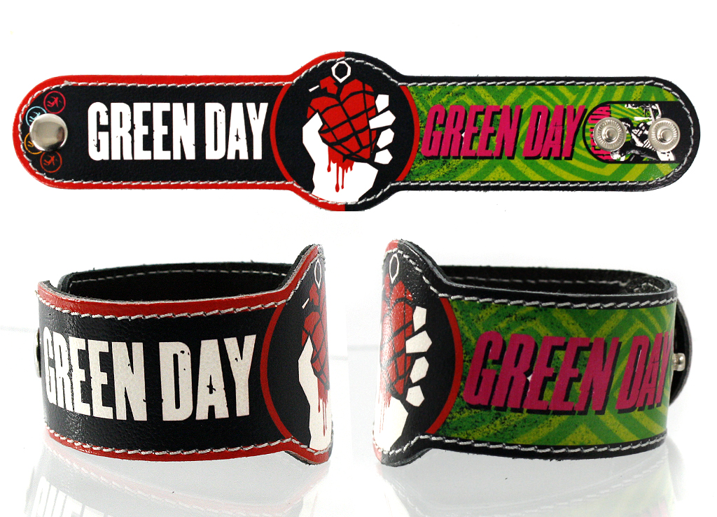 Фан-браслет кожаный RockMerch Green Day - фото 1 - rockbunker.ru