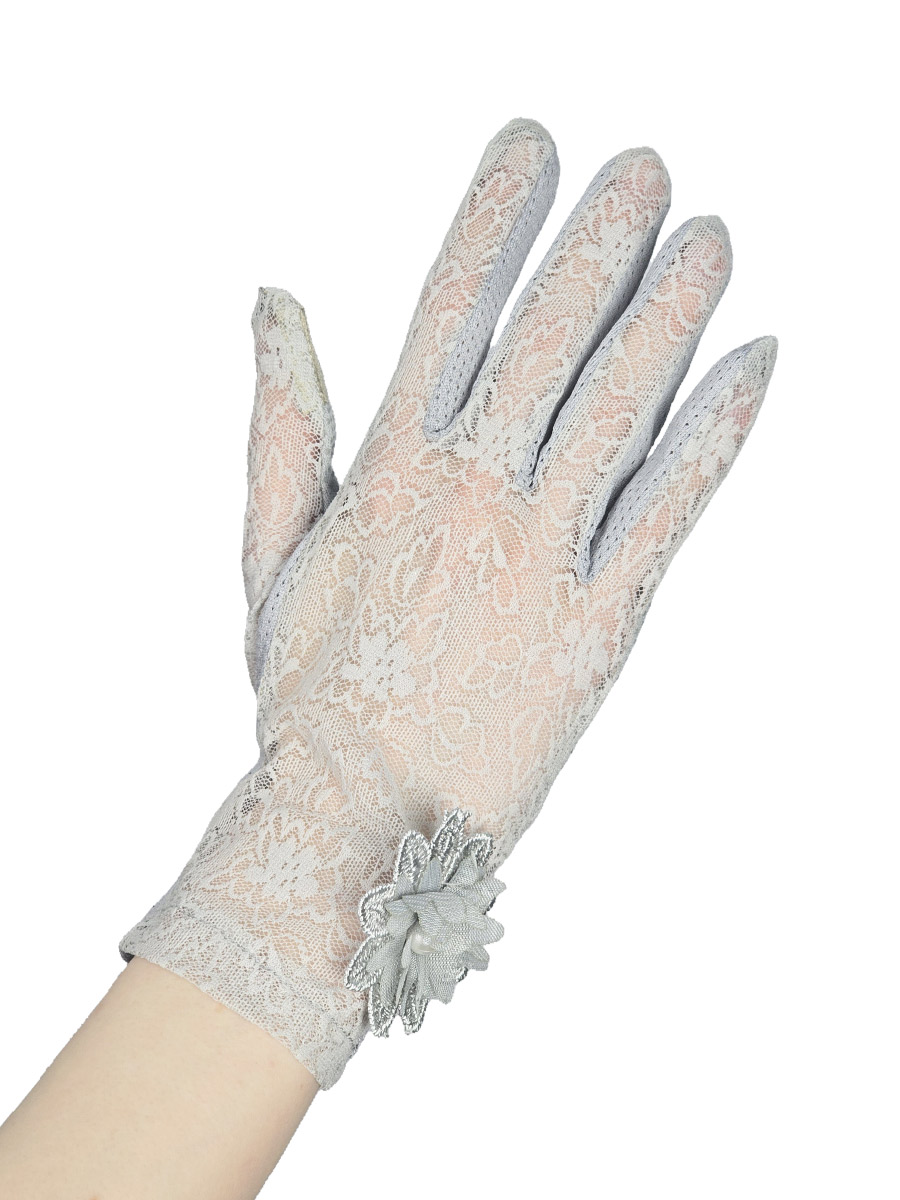 Перчатки женские кружевные серые - фото 2 - rockbunker.ru