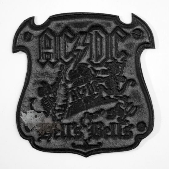 Нашивка кожаная AC DC Hells Bells чёрная - фото 1 - rockbunker.ru