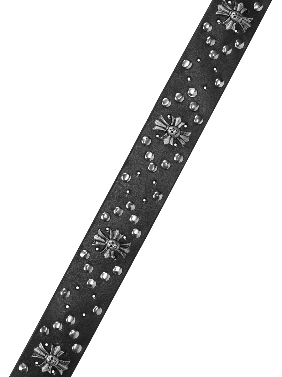 Ремень кожаный проклепанный Лилиевидный Крест Заклепки - фото 2 - rockbunker.ru