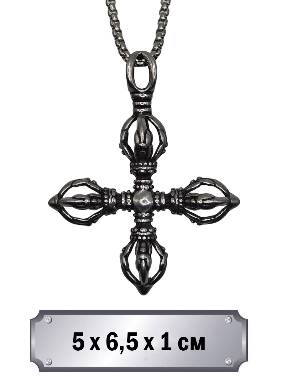Кулон с цепью Крест Талисман - фото 1 - rockbunker.ru