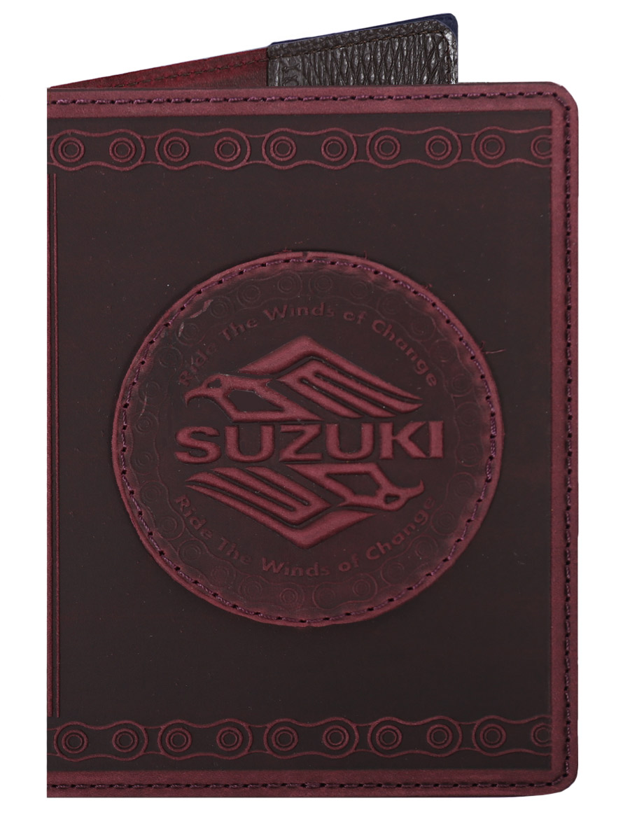 Обложка на паспорт Suzuki малиновая - фото 1 - rockbunker.ru