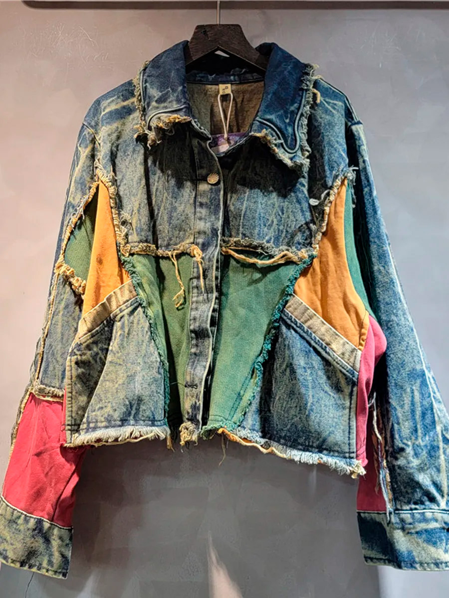 Куртка Джинсовая Комбинированная Oversize  - фото 1 - rockbunker.ru