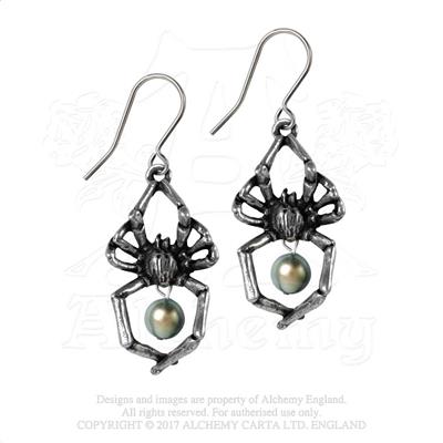 Серьга Alchemy Gothic E397 Spider Pearl - фото 1 - rockbunker.ru