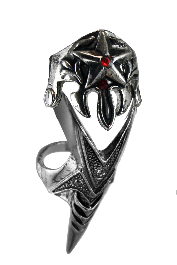 Кольцо-коготь Звезда с красным камнем - фото 1 - rockbunker.ru