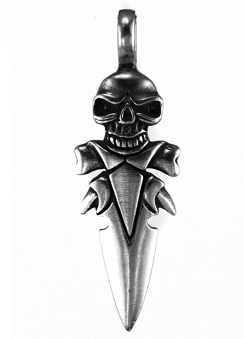 Кулон Нож с рукояткой-черепом - фото 1 - rockbunker.ru
