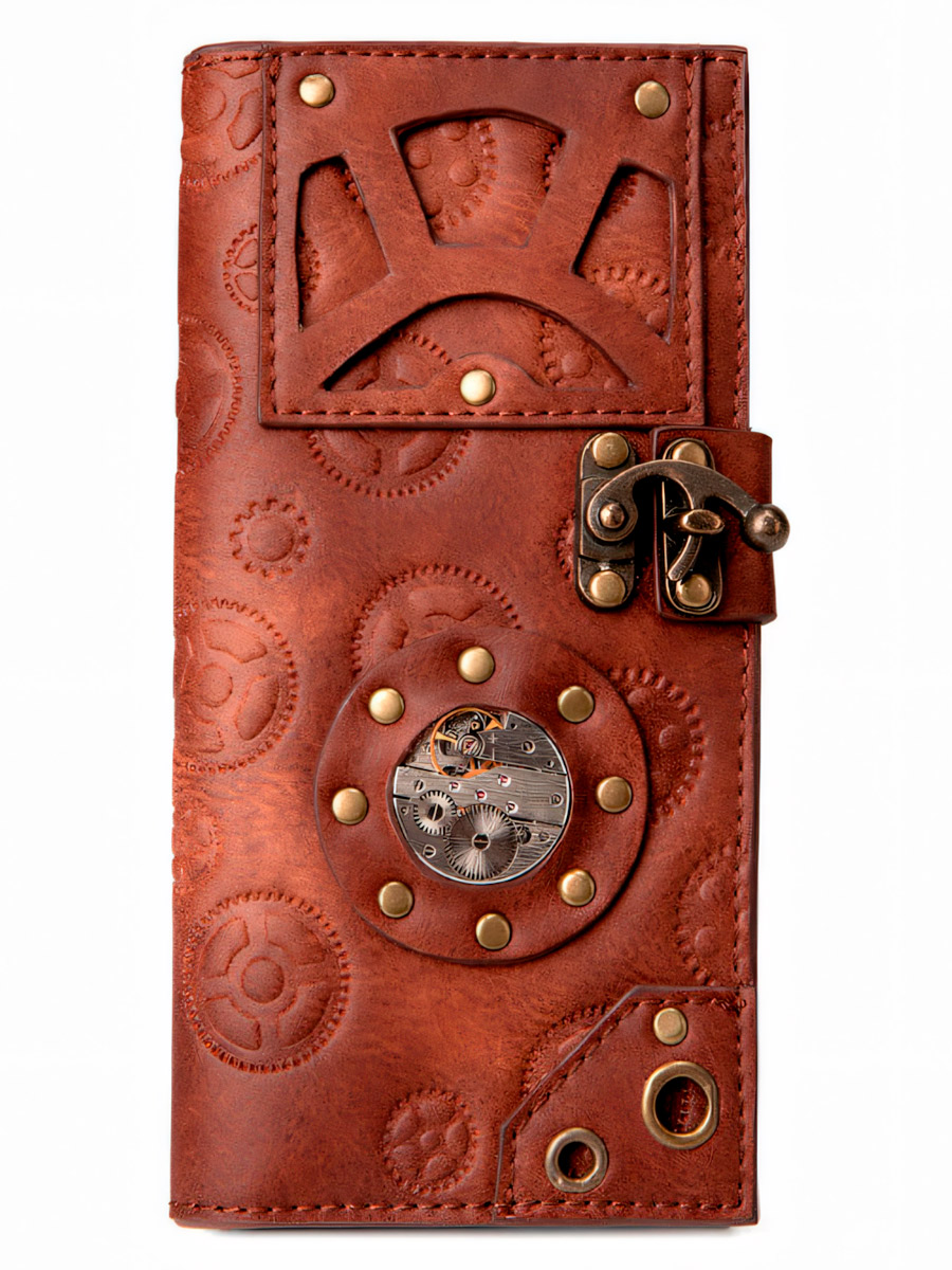 Кошелек Стимпанк Коричневый - фото 1 - rockbunker.ru
