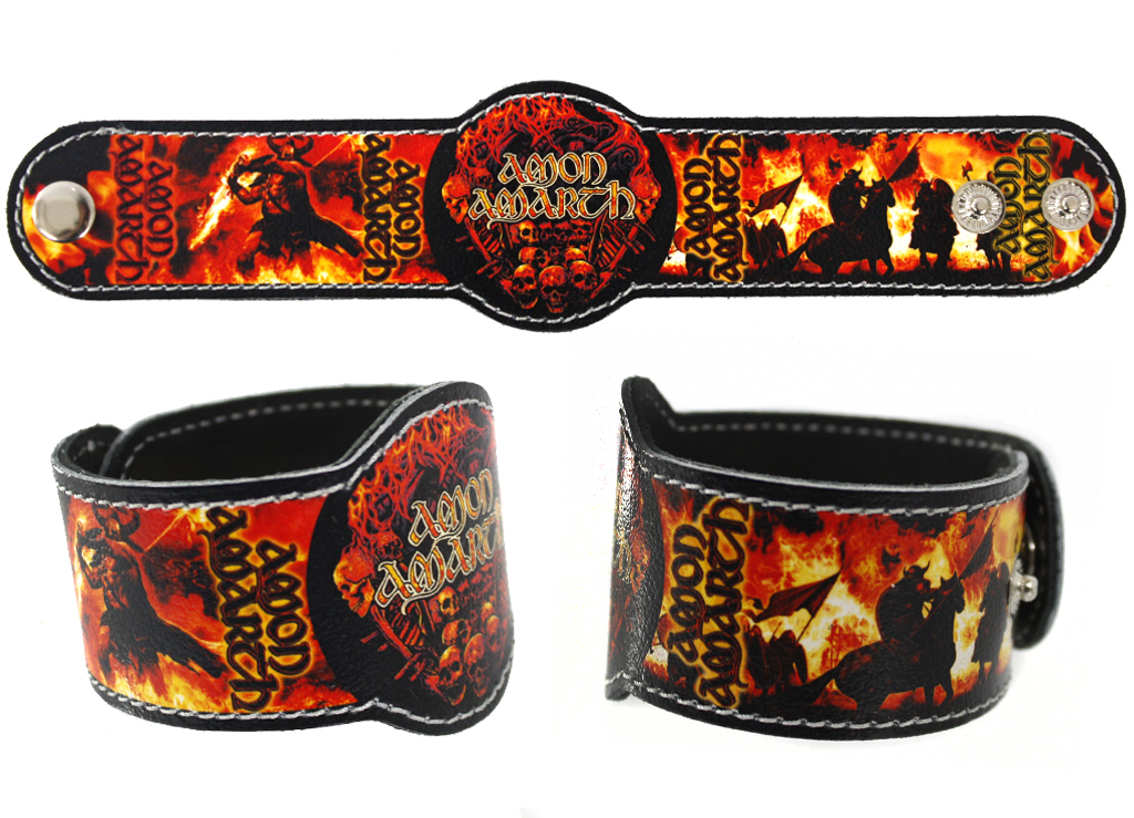 Фан-браслет кожаный RockMerch Amon Amarth - фото 1 - rockbunker.ru