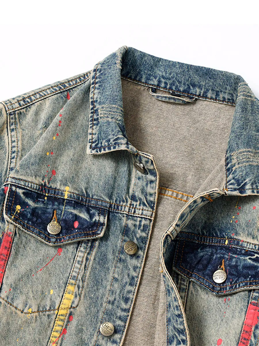 Куртка Джинсовая "Пятна Краски" - фото 3 - rockbunker.ru
