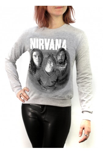 Свитшот RockMerch Nirvana серый - фото 1 - rockbunker.ru