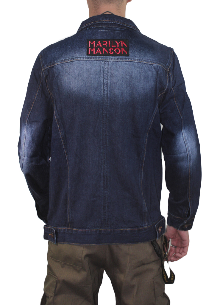 Куртка джинсовая с нашивками Manowar Accept Marilyn Manson - фото 2 - rockbunker.ru