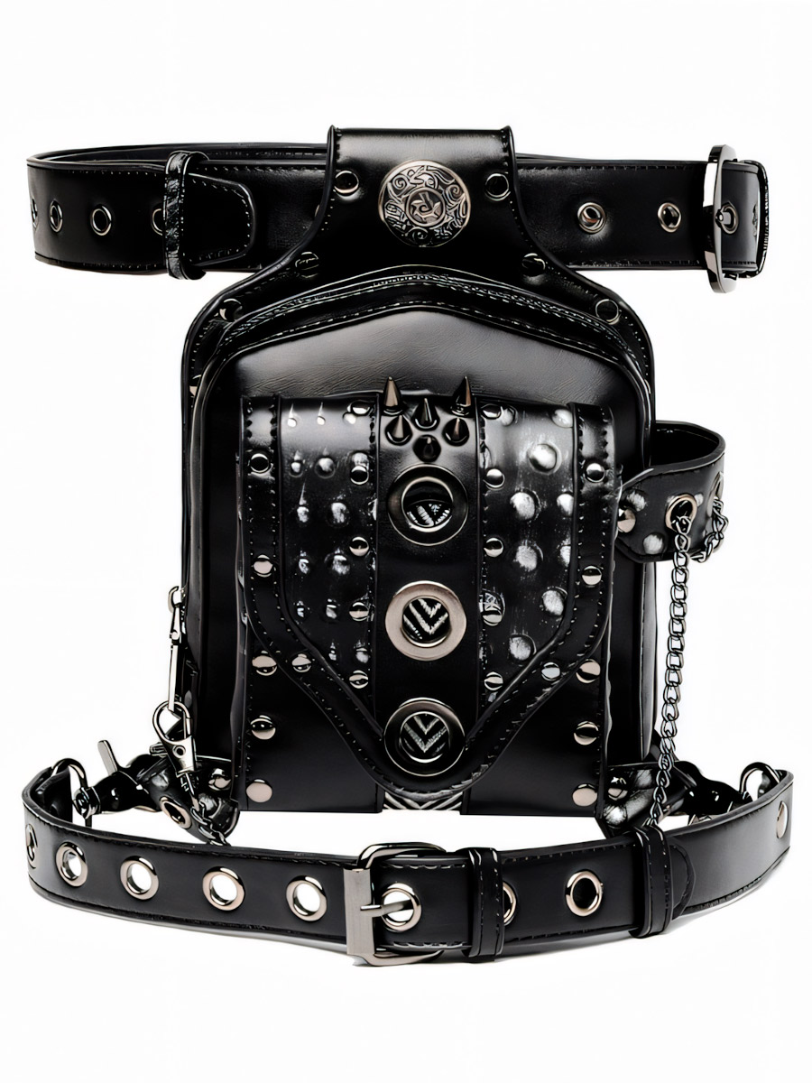 Подсумок Стимпанк Люверсы Черный  - фото 1 - rockbunker.ru