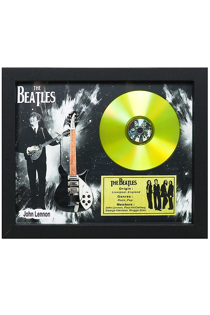Сувенирный набор золотой диск The Beatles John Lennon - фото 1 - rockbunker.ru