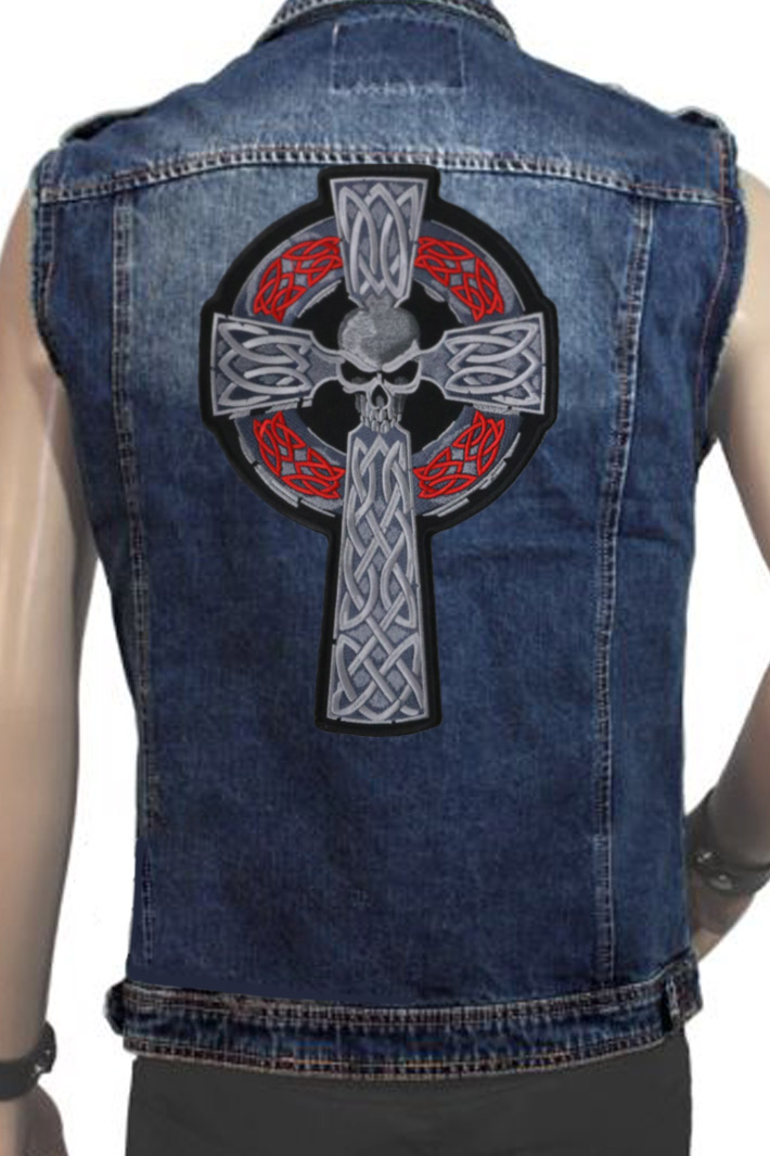 Нашивка с вышивкой Кельтский крест с черепом - фото 2 - rockbunker.ru