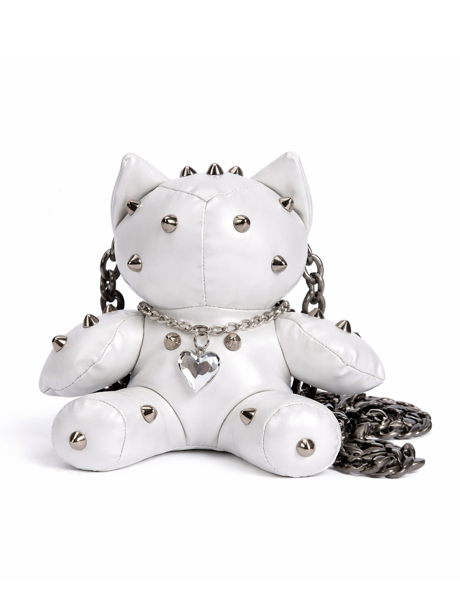 Сумка-Кукла с заклепками Серебристая - фото 1 - rockbunker.ru