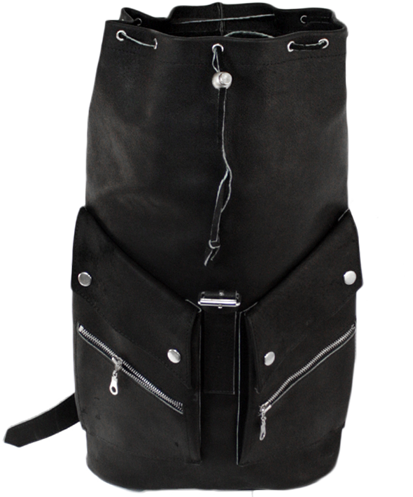 Рюкзак кожаный с двумя боковыми карманами - фото 5 - rockbunker.ru