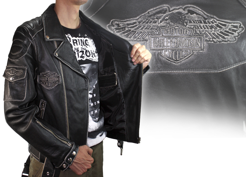 Косуха кожаная мужская Harley-Davidson BROFF BLK - фото 6 - rockbunker.ru