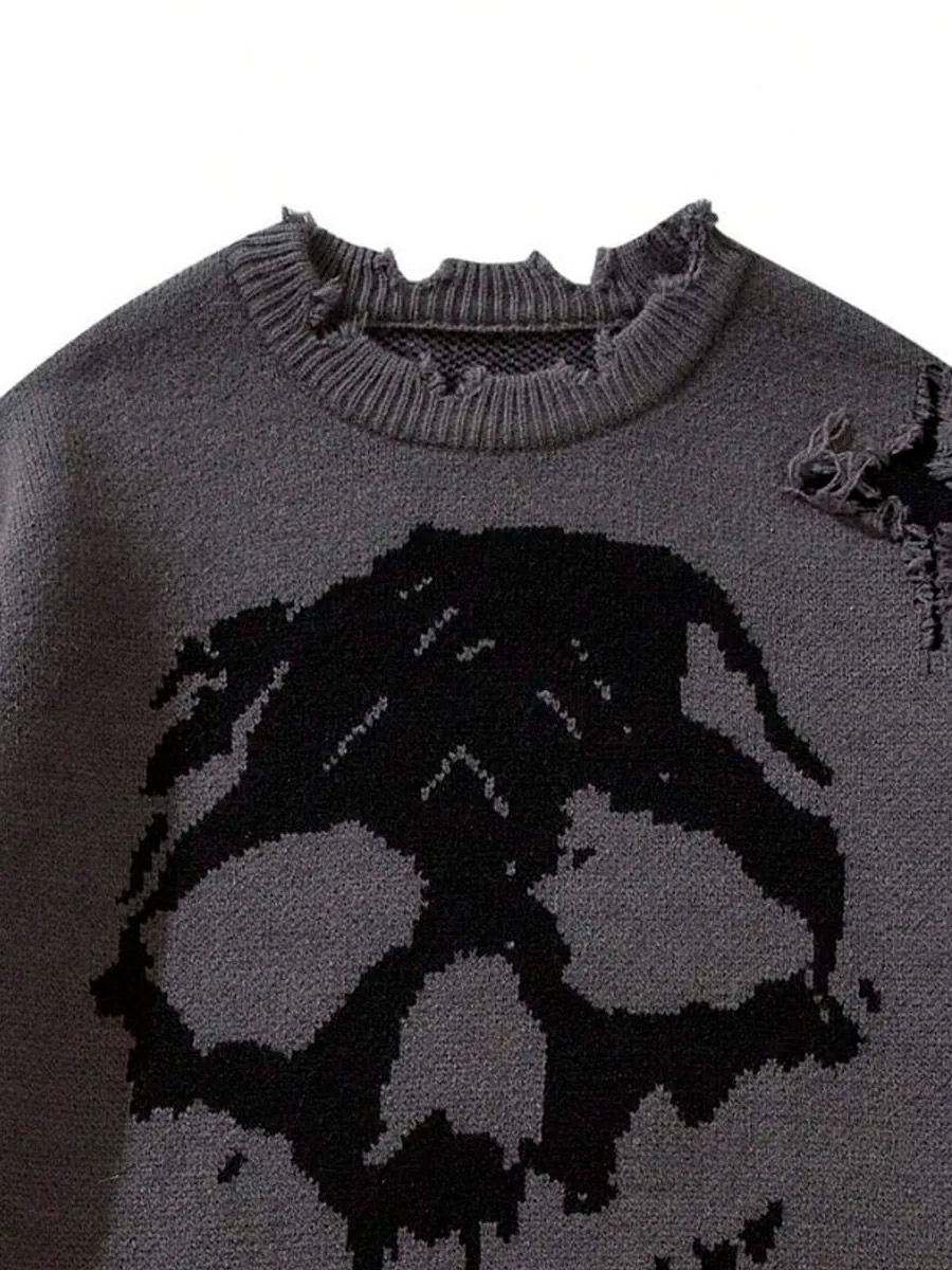 Джемпер Рваный Серый - фото 3 - rockbunker.ru