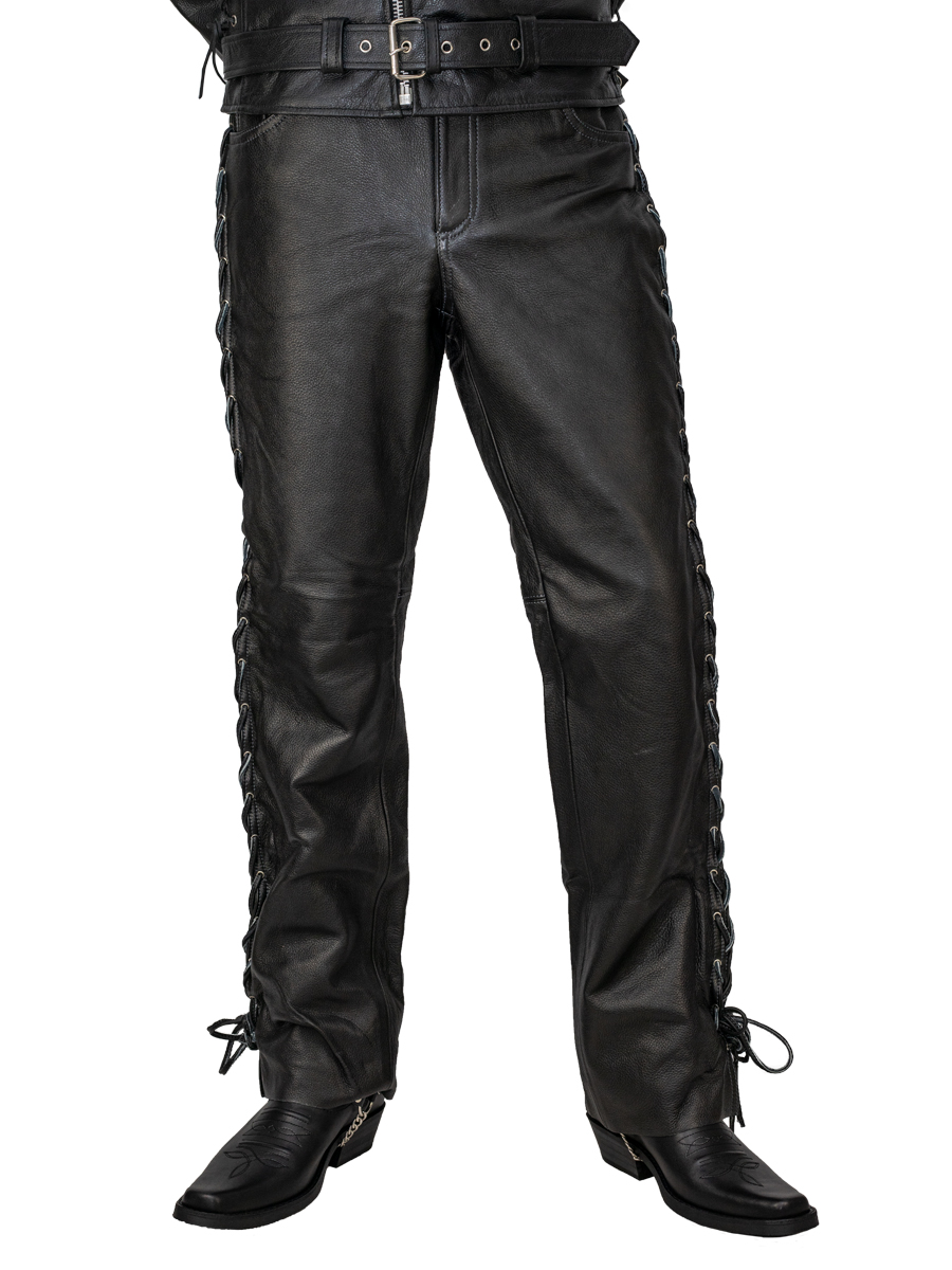 Штаны кожаные мужские Jeans LAC - фото 3 - rockbunker.ru