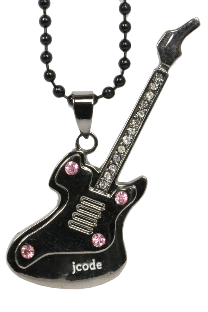 Подвеска Гитара Jcode розовые камни - фото 1 - rockbunker.ru