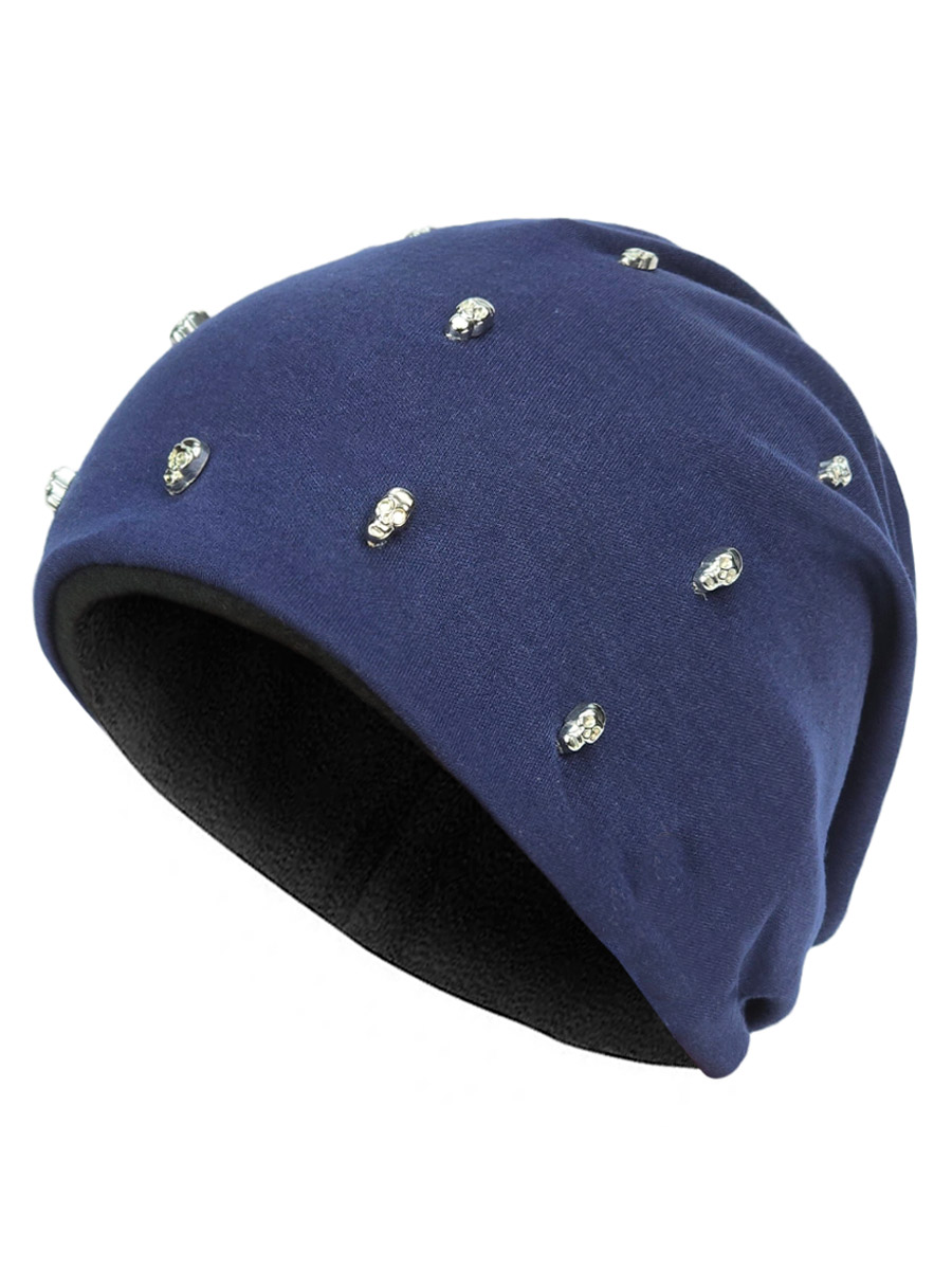 Шапка синяя С Черепами - фото 2 - rockbunker.ru
