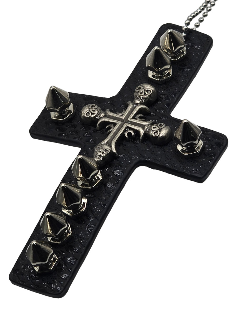 Подвеска Крест с Шипами черный - фото 1 - rockbunker.ru